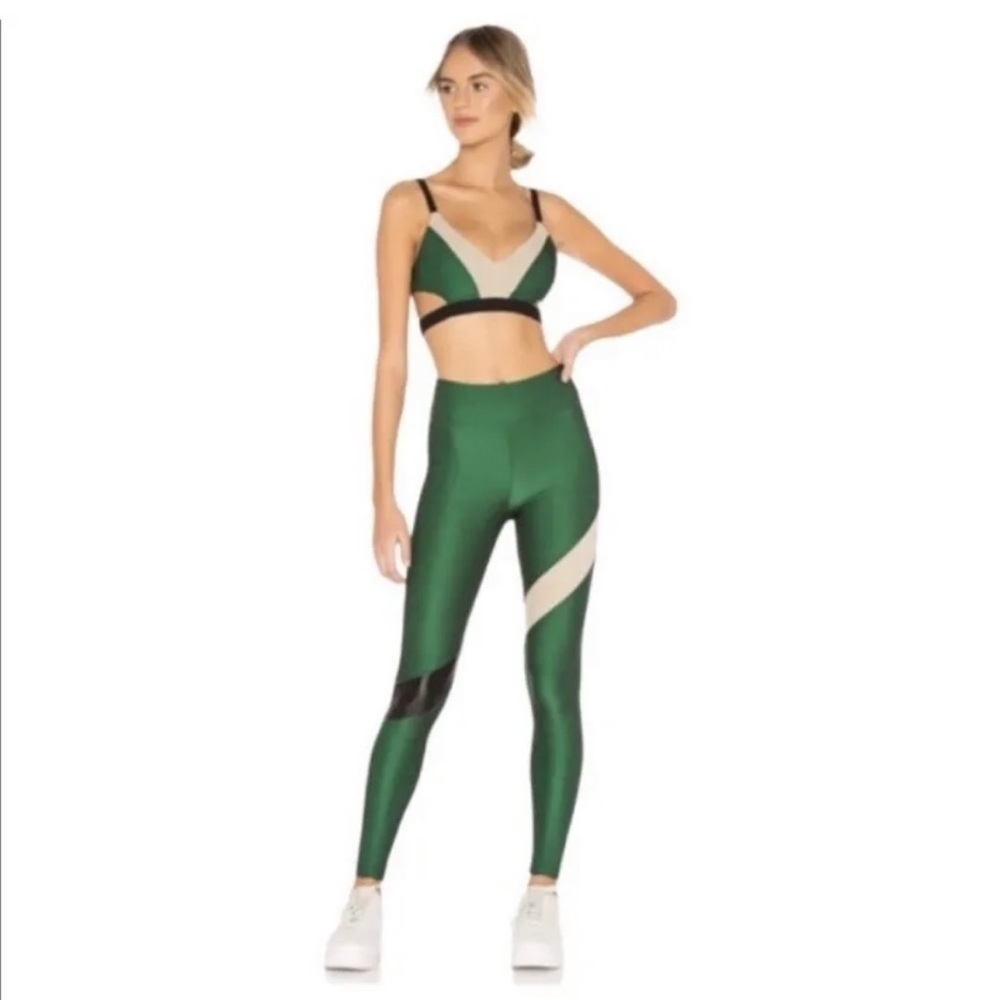 Koral Aello Shantung Green high rise leggings Size S NWOT green